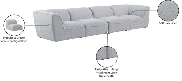 Miramar Linen Textured Fabric / Engineered Wood / Foam Contemporary Grey Durable Linen Textured Modular Sofa - 142" W x 38" D x 28.5" H