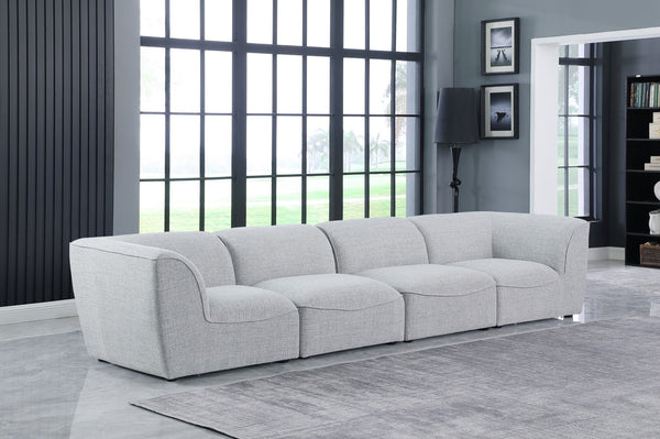 Miramar Linen Textured Fabric / Engineered Wood / Foam Contemporary Grey Durable Linen Textured Modular Sofa - 142" W x 38" D x 28.5" H