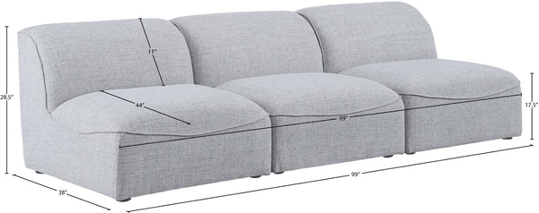 Miramar Linen Textured Fabric / Engineered Wood / Foam Contemporary Grey Durable Linen Textured Modular Sofa - 99" W x 38" D x 28.5" H