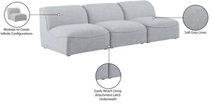 Miramar Linen Textured Fabric / Engineered Wood / Foam Contemporary Grey Durable Linen Textured Modular Sofa - 99" W x 38" D x 28.5" H