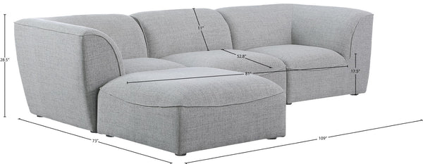 Miramar Linen Textured Fabric / Engineered Wood / Foam Contemporary Grey Durable Linen Textured Modular Sectional - 109" W x 73" D x 28.5" H