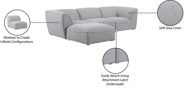 Miramar Linen Textured Fabric / Engineered Wood / Foam Contemporary Grey Durable Linen Textured Modular Sectional - 109" W x 73" D x 28.5" H