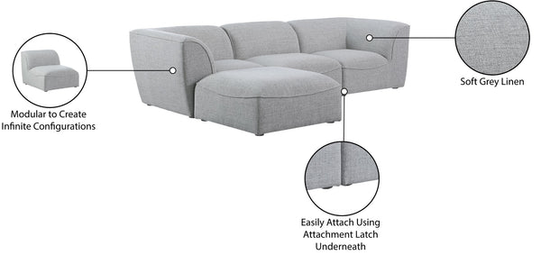 Miramar Linen Textured Fabric / Engineered Wood / Foam Contemporary Grey Durable Linen Textured Modular Sectional - 109" W x 71" D x 28.5" H
