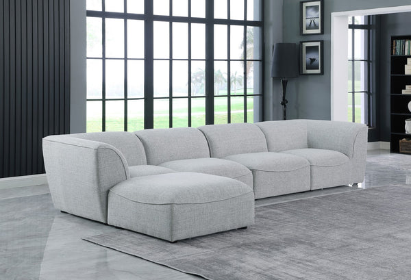Miramar Linen Textured Fabric / Engineered Wood / Foam Contemporary Grey Durable Linen Textured Modular Sectional - 142" W x 73" D x 28.5" H