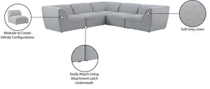 Miramar Linen Textured Fabric / Engineered Wood / Foam Contemporary Grey Durable Linen Textured Modular Sectional - 109" W x 109" D x 28.5" H