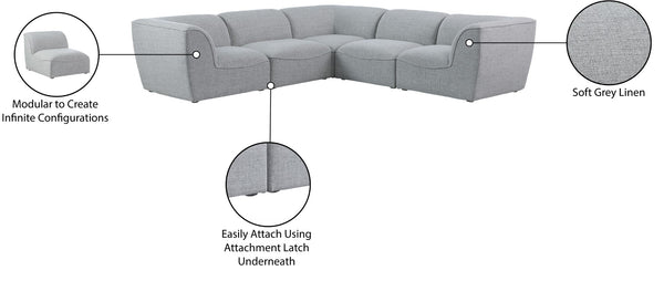 Miramar Linen Textured Fabric / Engineered Wood / Foam Contemporary Grey Durable Linen Textured Modular Sectional - 109" W x 109" D x 28.5" H