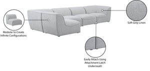 Miramar Linen Textured Fabric / Engineered Wood / Foam Contemporary Grey Durable Linen Textured Modular Sectional - 142" W x 71" D x 28.5" H