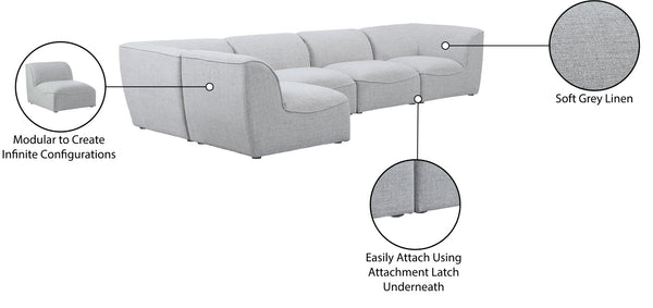 Miramar Linen Textured Fabric / Engineered Wood / Foam Contemporary Grey Durable Linen Textured Modular Sectional - 142" W x 71" D x 28.5" H