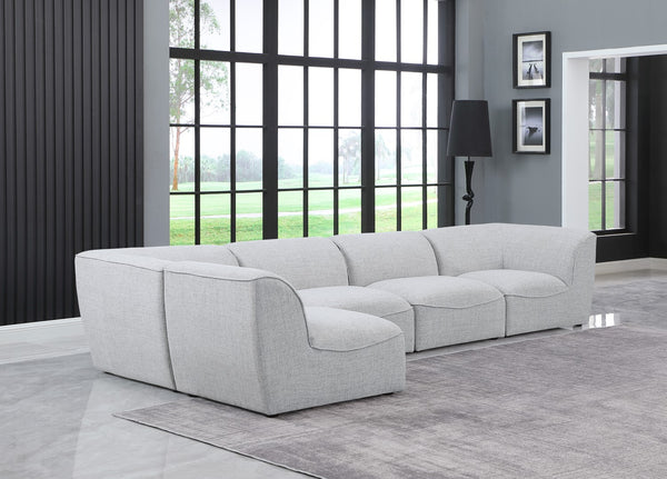 Miramar Linen Textured Fabric / Engineered Wood / Foam Contemporary Grey Durable Linen Textured Modular Sectional - 142" W x 71" D x 28.5" H