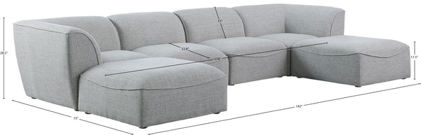 Miramar Linen Textured Fabric / Engineered Wood / Foam Contemporary Grey Durable Linen Textured Modular Sectional - 142" W x 73" D x 28.5" H