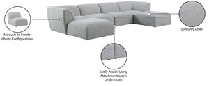 Miramar Linen Textured Fabric / Engineered Wood / Foam Contemporary Grey Durable Linen Textured Modular Sectional - 142" W x 73" D x 28.5" H