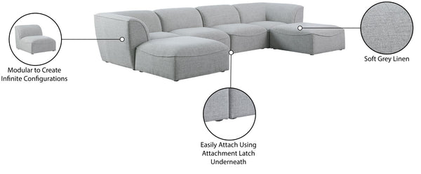 Miramar Linen Textured Fabric / Engineered Wood / Foam Contemporary Grey Durable Linen Textured Modular Sectional - 142" W x 73" D x 28.5" H