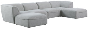 Miramar Linen Textured Fabric / Engineered Wood / Foam Contemporary Grey Durable Linen Textured Modular Sectional - 142" W x 73" D x 28.5" H