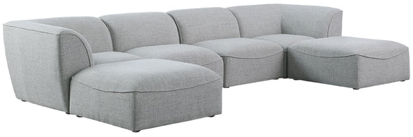 Miramar Linen Textured Fabric / Engineered Wood / Foam Contemporary Grey Durable Linen Textured Modular Sectional - 142" W x 73" D x 28.5" H