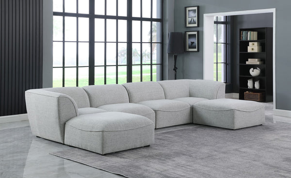 Miramar Linen Textured Fabric / Engineered Wood / Foam Contemporary Grey Durable Linen Textured Modular Sectional - 142" W x 73" D x 28.5" H
