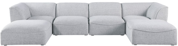 Miramar Linen Textured Fabric / Engineered Wood / Foam Contemporary Grey Durable Linen Textured Modular Sectional - 142" W x 73" D x 28.5" H