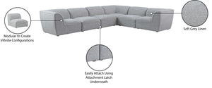 Miramar Linen Textured Fabric / Engineered Wood / Foam Contemporary Grey Durable Linen Textured Modular Sectional - 142" W x 109" D x 28.5" H
