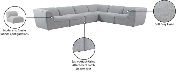 Miramar Linen Textured Fabric / Engineered Wood / Foam Contemporary Grey Durable Linen Textured Modular Sectional - 142" W x 109" D x 28.5" H
