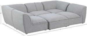 Miramar Linen Textured Fabric / Engineered Wood / Foam Contemporary Grey Durable Linen Textured Modular Sectional - 109" W x 71" D x 28.5" H