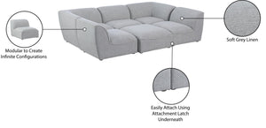 Miramar Linen Textured Fabric / Engineered Wood / Foam Contemporary Grey Durable Linen Textured Modular Sectional - 109" W x 71" D x 28.5" H