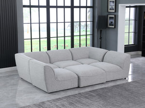 Miramar Linen Textured Fabric / Engineered Wood / Foam Contemporary Grey Durable Linen Textured Modular Sectional - 109" W x 71" D x 28.5" H