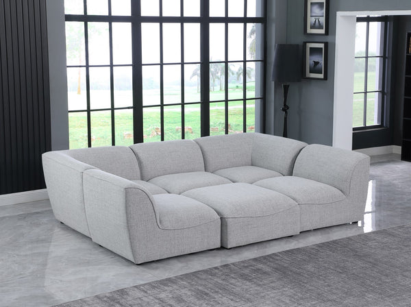 Miramar Linen Textured Fabric / Engineered Wood / Foam Contemporary Grey Durable Linen Textured Modular Sectional - 109" W x 71" D x 28.5" H