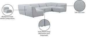 Miramar Linen Textured Fabric / Engineered Wood / Foam Contemporary Grey Durable Linen Textured Modular Sectional - 142" W x 71" D x 28.5" H