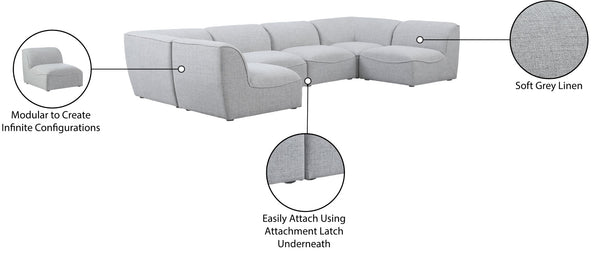 Miramar Linen Textured Fabric / Engineered Wood / Foam Contemporary Grey Durable Linen Textured Modular Sectional - 142" W x 71" D x 28.5" H