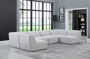 Miramar Linen Textured Fabric / Engineered Wood / Foam Contemporary Grey Durable Linen Textured Modular Sectional - 142" W x 71" D x 28.5" H