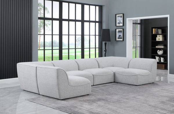 Miramar Linen Textured Fabric / Engineered Wood / Foam Contemporary Grey Durable Linen Textured Modular Sectional - 142" W x 71" D x 28.5" H