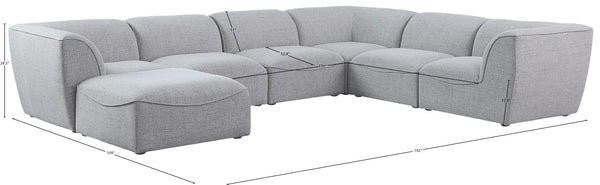 Miramar Linen Textured Fabric / Engineered Wood / Foam Contemporary Grey Durable Linen Textured Modular Sectional - 142" W x 109" D x 28.5" H