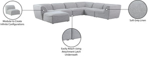 Miramar Linen Textured Fabric / Engineered Wood / Foam Contemporary Grey Durable Linen Textured Modular Sectional - 142" W x 109" D x 28.5" H