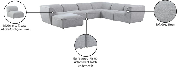 Miramar Linen Textured Fabric / Engineered Wood / Foam Contemporary Grey Durable Linen Textured Modular Sectional - 142" W x 109" D x 28.5" H