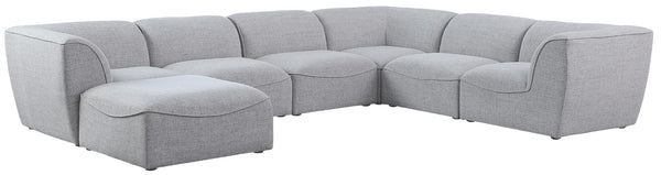 Miramar Linen Textured Fabric / Engineered Wood / Foam Contemporary Grey Durable Linen Textured Modular Sectional - 142" W x 109" D x 28.5" H