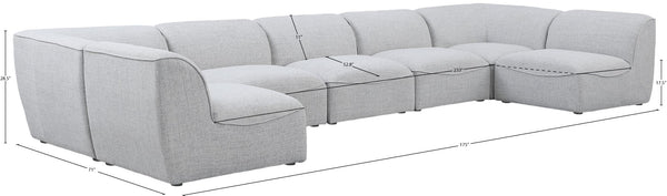 Miramar Linen Textured Fabric / Engineered Wood / Foam Contemporary Grey Durable Linen Textured Modular Sectional - 175" W x 71" D x 28.5" H