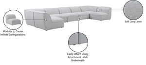 Miramar Linen Textured Fabric / Engineered Wood / Foam Contemporary Grey Durable Linen Textured Modular Sectional - 175" W x 71" D x 28.5" H