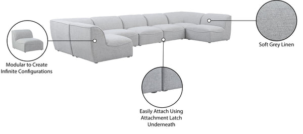 Miramar Linen Textured Fabric / Engineered Wood / Foam Contemporary Grey Durable Linen Textured Modular Sectional - 175" W x 71" D x 28.5" H