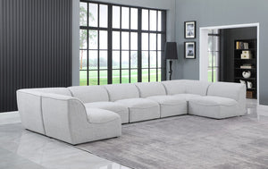 Miramar Linen Textured Fabric / Engineered Wood / Foam Contemporary Grey Durable Linen Textured Modular Sectional - 175" W x 71" D x 28.5" H
