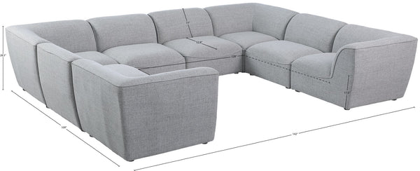 Miramar Linen Textured Fabric / Engineered Wood / Foam Contemporary Grey Durable Linen Textured Modular Sectional - 142" W x 109" D x 28.5" H