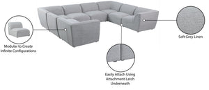 Miramar Linen Textured Fabric / Engineered Wood / Foam Contemporary Grey Durable Linen Textured Modular Sectional - 142" W x 109" D x 28.5" H