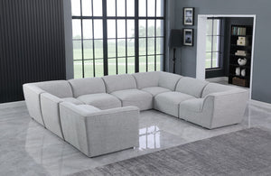 Miramar Linen Textured Fabric / Engineered Wood / Foam Contemporary Grey Durable Linen Textured Modular Sectional - 142" W x 109" D x 28.5" H