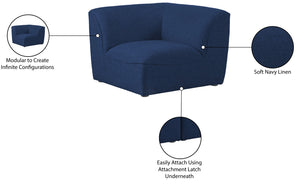 Miramar Linen Textured Fabric / Engineered Wood / Foam Contemporary Navy Durable Linen Textured Corner - 38" W x 38" D x 28.5" H