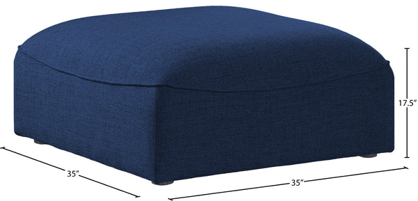 Miramar Linen Textured Fabric / Engineered Wood / Foam Contemporary Navy Durable Linen Textured Ottoman - 35" W x 35" D x 17.5" H