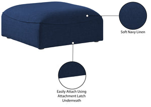 Miramar Linen Textured Fabric / Engineered Wood / Foam Contemporary Navy Durable Linen Textured Ottoman - 35" W x 35" D x 17.5" H