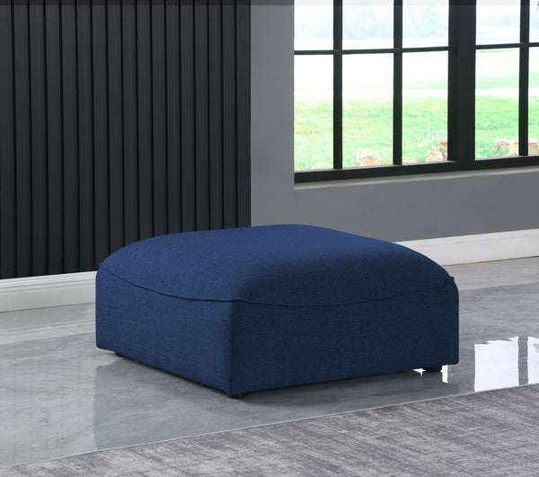 Miramar Linen Textured Fabric / Engineered Wood / Foam Contemporary Navy Durable Linen Textured Ottoman - 35" W x 35" D x 17.5" H