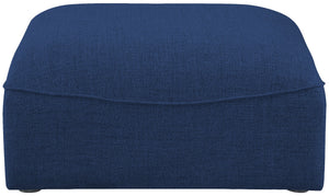 Miramar Linen Textured Fabric / Engineered Wood / Foam Contemporary Navy Durable Linen Textured Ottoman - 35" W x 35" D x 17.5" H