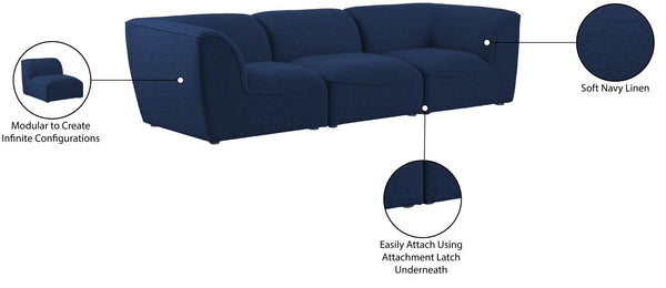 Miramar Linen Textured Fabric / Engineered Wood / Foam Contemporary Navy Durable Linen Textured Modular Sofa - 109" W x 38" D x 28.5" H