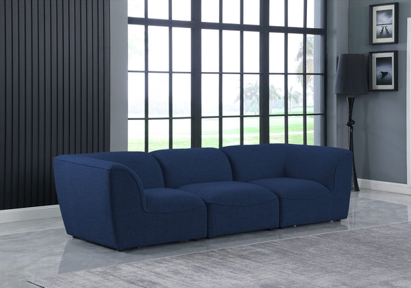 Miramar Linen Textured Fabric / Engineered Wood / Foam Contemporary Navy Durable Linen Textured Modular Sofa - 109" W x 38" D x 28.5" H