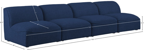 Miramar Linen Textured Fabric / Engineered Wood / Foam Contemporary Navy Durable Linen Textured Modular Sofa - 132" W x 38" D x 28.5" H