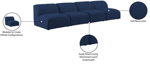 Miramar Linen Textured Fabric / Engineered Wood / Foam Contemporary Navy Durable Linen Textured Modular Sofa - 132" W x 38" D x 28.5" H